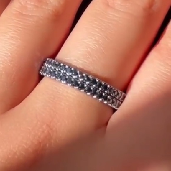 Black CZ Wedding Band sizes 4 5 6 7 8 9 - Picture 4 of 11